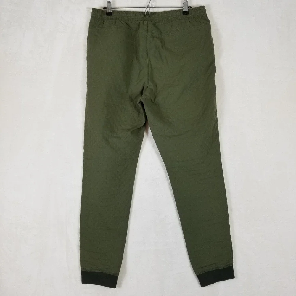 REI Co-op Jogger Pants Mens Medium Olive Green Quilted Cotton Drawstring 266s
